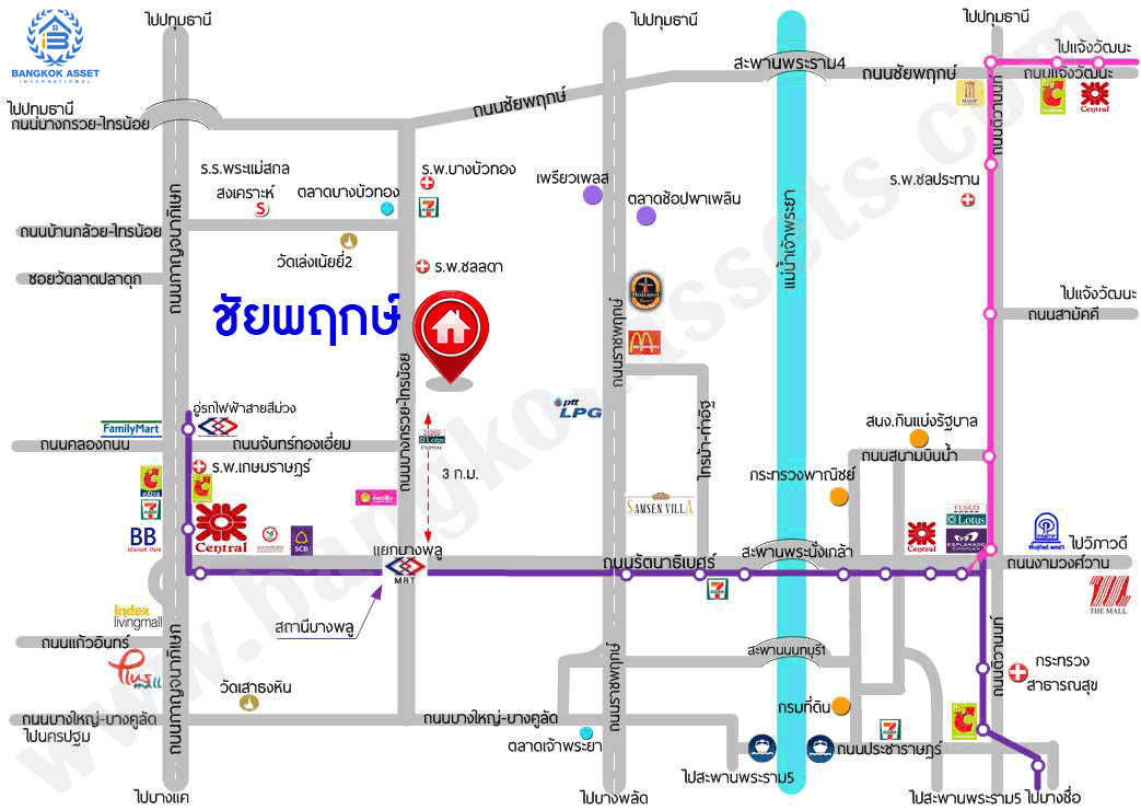 บ้านมือสองตกแต่งใหม่ ม.ชัยพฤกษ์ บางบัวทอง บ้านเดี่ยว แบรนด์ LH  เนื้อที่ 92.9 ตร.ว. ฟังก์ชัน 3 ห้องนอน 3 ห้องน้ำ จอดรถได้ถึง 4 คัน มีพื้นที่บริเวณบ้านกว้างขวางกว่า 232 ตร.ม. พร้อม Facilities ครบครัน บนทำเลเดินทางสะดวก ติดถนนบางกรวย-ไทรน้อย ใกล้เซ็นทรัลเวสต์เกต และรถไฟฟ้าสายสีม่วง "สถานีบางพลู"